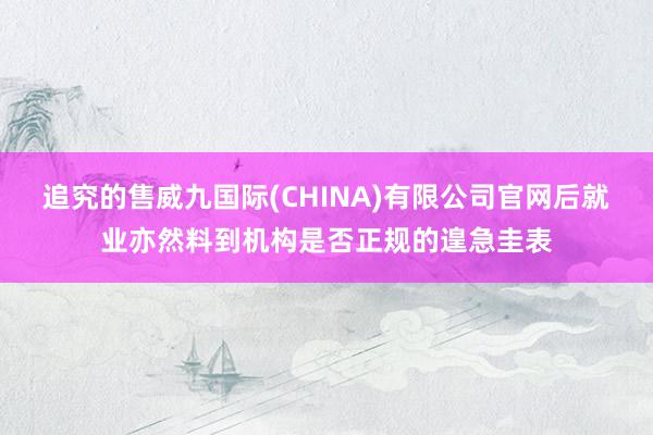 追究的售威九国际(CHINA)有限公司官网后就业亦然料到机构是否正规的遑急圭表